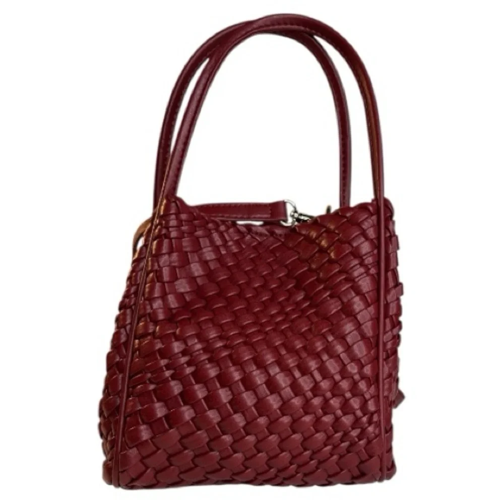 Anthropologie Hollace Woven Mini Tote Mauve Red NWOT - Picture 13 of 16